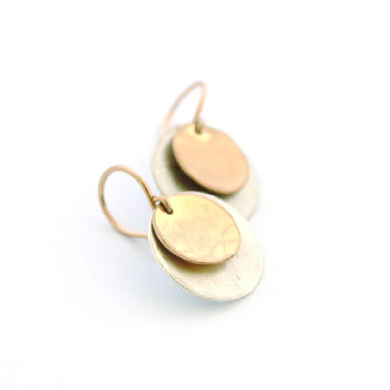 Elegant drop earrings for evening parties -Double Discs