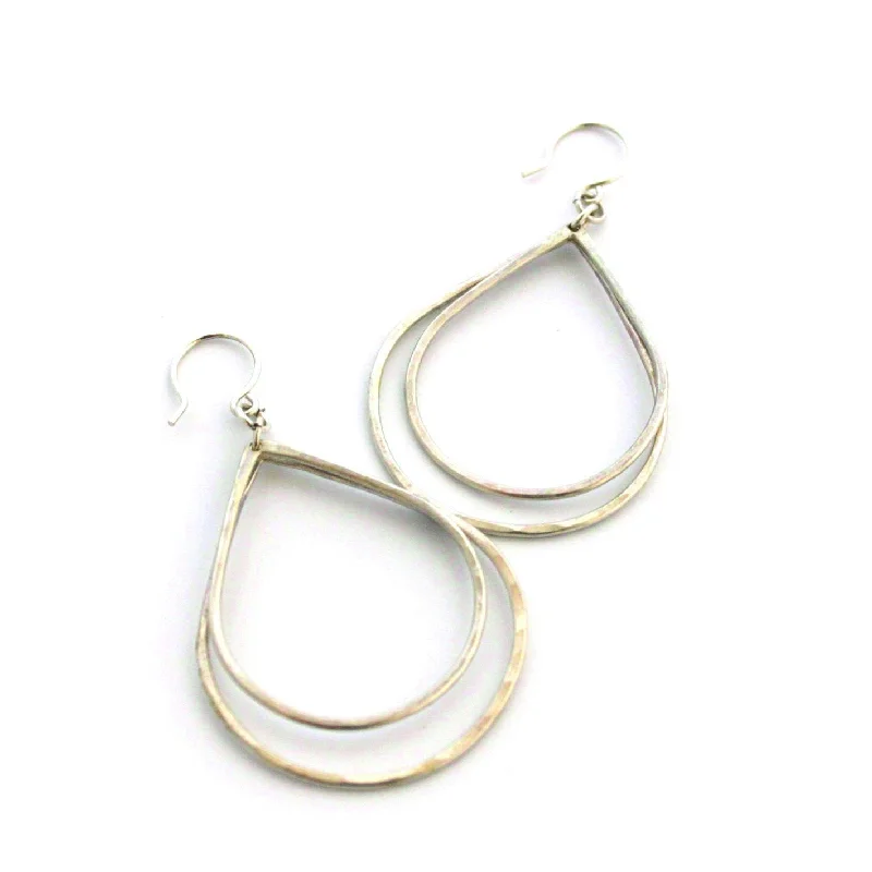 Simple silver earrings for daily wear -Double Tear Drops