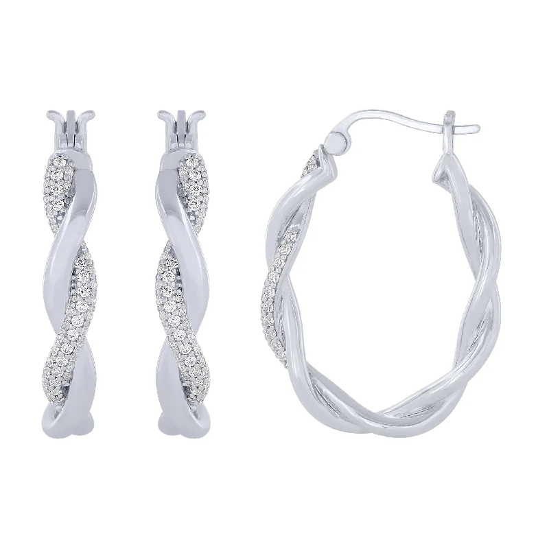 Chunky statement earrings for women -Sterling Silver 1/3Ctw Twisted Hoop Earrings