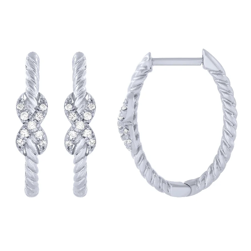 Silver earrings for everyday outfits -Sterling Silver 1/10Ctw Diamond Twisted Hoops