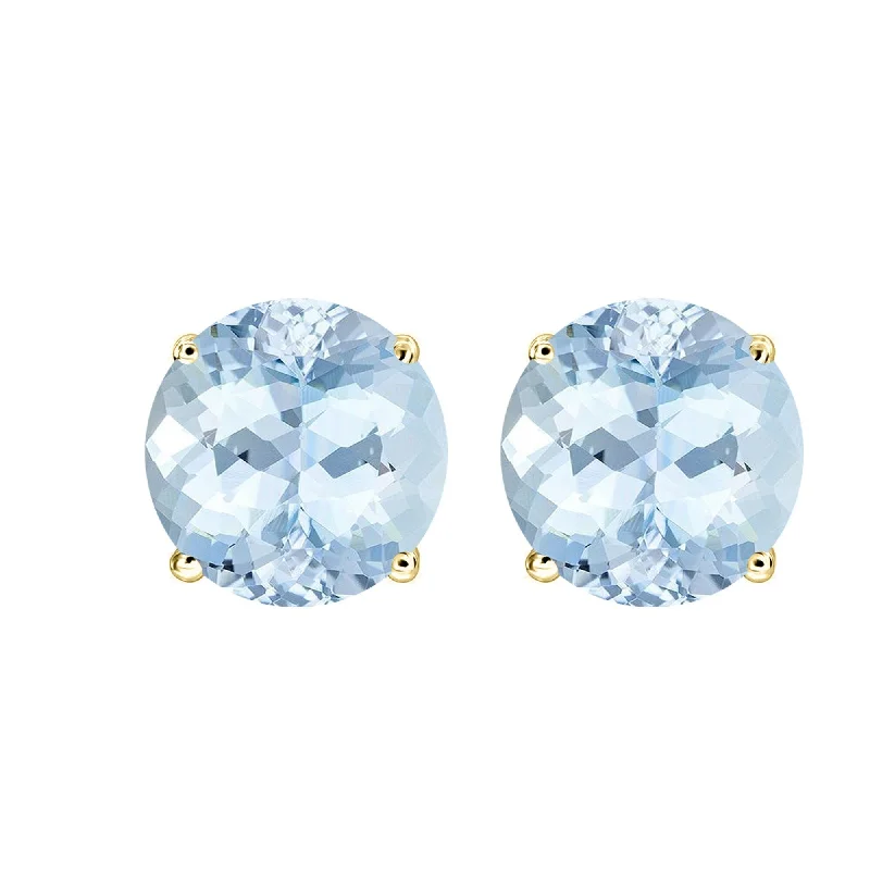 Cute star-shaped earrings for casual wear -Gold Over Sterling Silver with Natural Aquamarine Stud Earring