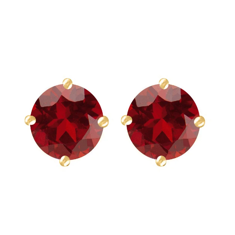 Bold geometric earrings for modern outfits -Gold Over Sterling Silver with Natural Garnet Stud Earring