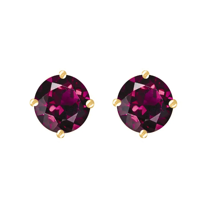 Luxury earrings for glamorous outfits -Gold Over Sterling Silver with Natural Rhodolite Garnet Stud Earring