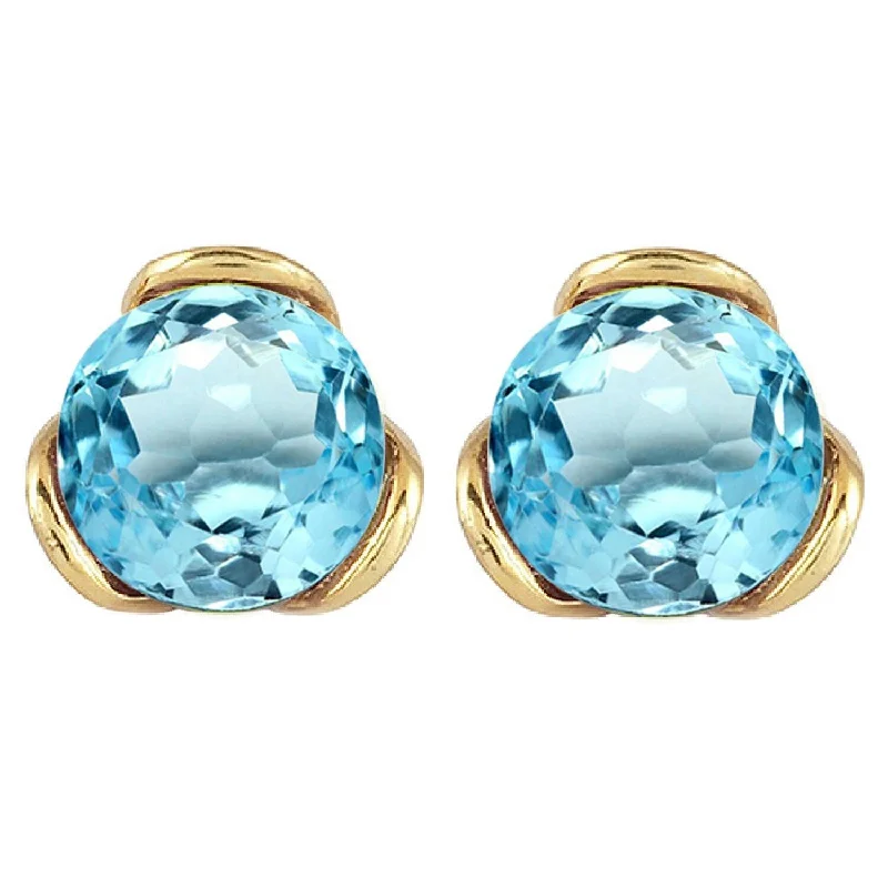 High-quality pearl earrings for weddings -Gold Over Sterling Silver with Natural Sky Blue Topaz Stud Earring