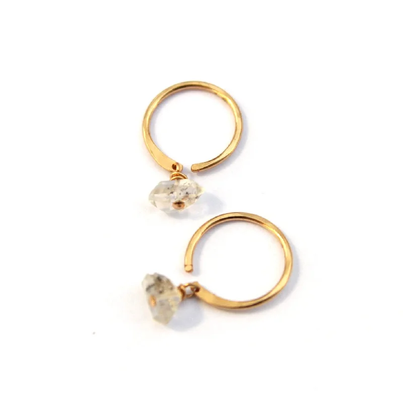 Pearl earrings for bridal accessories -Herkimer "lobe hugger" earrings