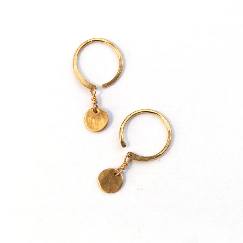 Double hoop earrings for trendy appeal -Little Disc "lobe hugger" earrings