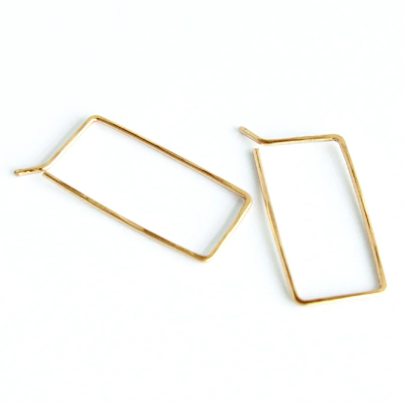 Luxury crystal earrings for women -Little Rectangle hoops