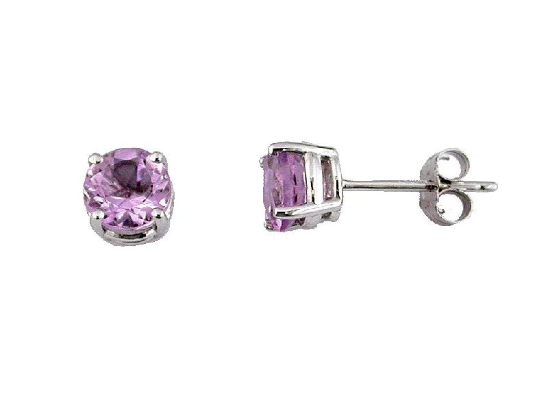 Statement earrings for party outfits -14K Rose Gold Pink Amethyst Studs