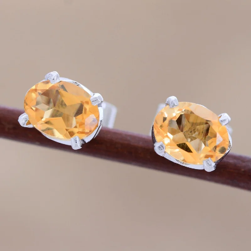 Bold statement earrings for confidence -NOVICA Scintillate, Citrine stud earrings - 0.3*0.2