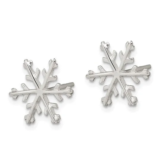 Geometric earrings for modern fashion -Sterling Silver Snowflake Post Earrings