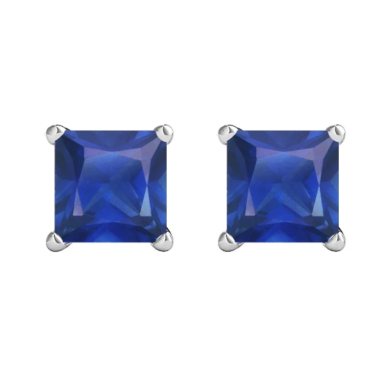 Gold stud earrings for professional style -Sterling Silver with Blue Sapphire Stud Earring