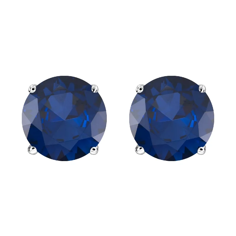 Oval shaped earrings for sophisticated style -Sterling Silver with Blue Sapphire Stud Earring