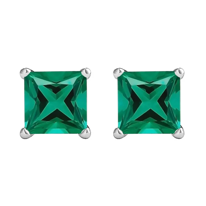 Dangle earrings for special occasions -Sterling Silver with Emerald Stud Earring