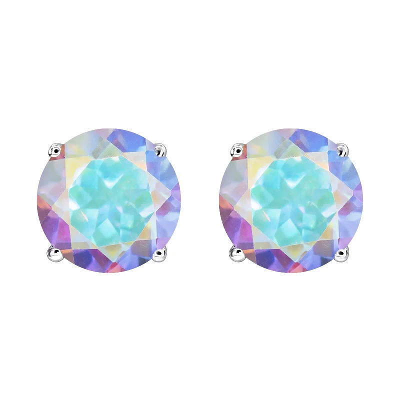 Colored gemstone earrings for women -Sterling Silver with Mercury Opal Topaz Stud Earring