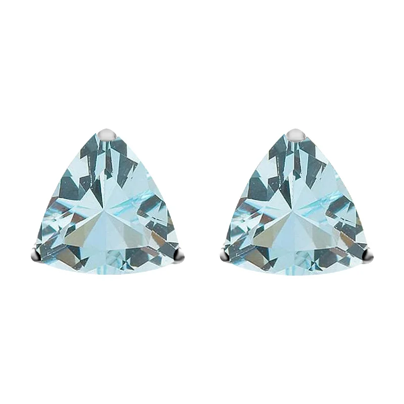 Luxury earrings for glamorous outfits -Sterling Silver with Natural Aquamarine Stud Earring