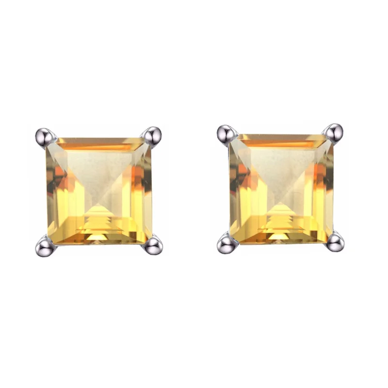 Long drop earrings for a dramatic look -Sterling Silver with Natural Citrine Stud Earring