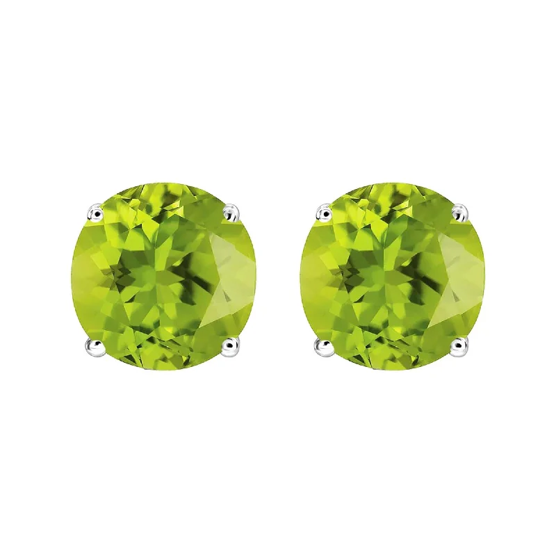 Geometric earrings for modern fashion -Sterling Silver with Natural Peridot Stud Earring