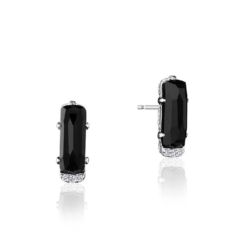 Luxury earrings for glamorous outfits -Tacori Horizon Shine Emerald Cut Black Onyx & Diamond Stud Earrings