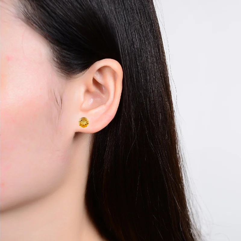 Silver dangle earrings for versatile style -V3 Jewelry 1.5ct Natural Citrine Gold Over SterlingSilver Stud Earring