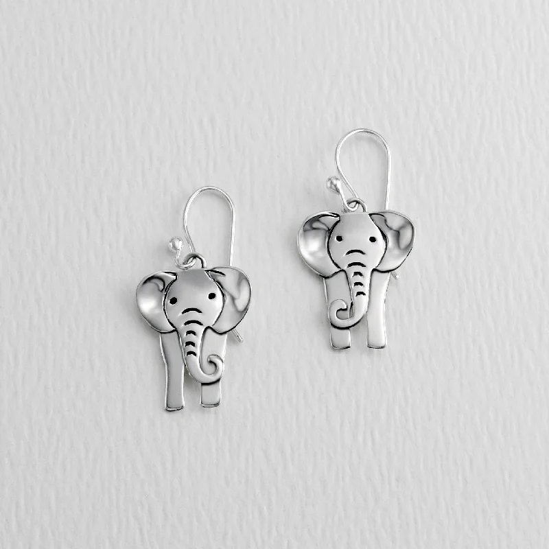 Silver stud earrings for women -Elephant Sterling Silver Earrings