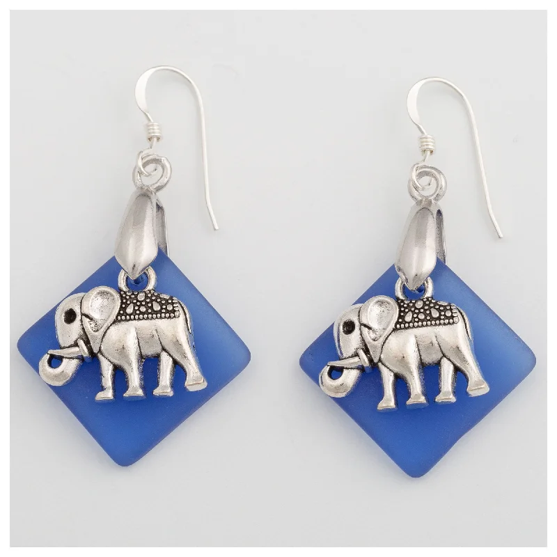 Abstract earrings for artistic style -Elephant Sea Glass Earrings