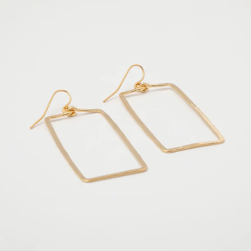 Vintage chandelier earrings for old-school glamour -Elegant Golden Hammered Rectangle Earrings