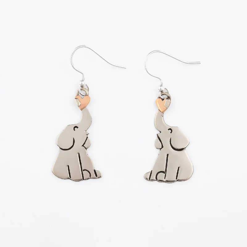 Elegant gold earrings for formal events -Elephants Love Mixed Metal Earrings