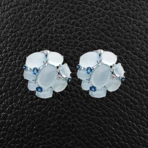 Luxury earrings for glamorous outfits -Aquamarine, Sapphire & Diamond Earrings