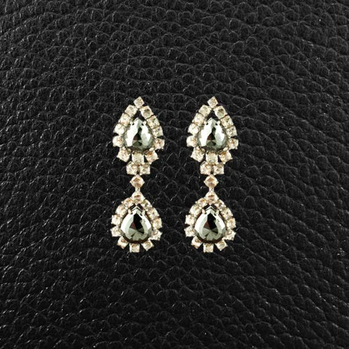 Silver earrings for everyday outfits -Black & White Diamond Dangle Earrings