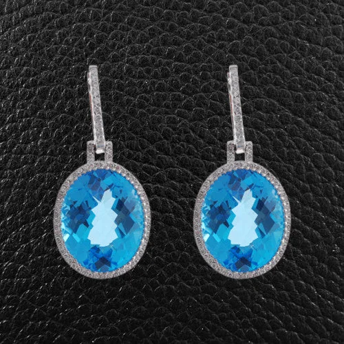 Elegant hoop earrings for classic looks -Blue Topaz & Diamond Dangle Earrings