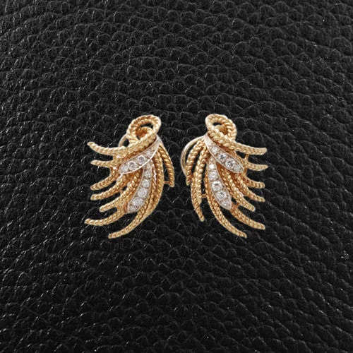 Floral stud earrings for feminine charm -Braided Gold & Diamond Earrings