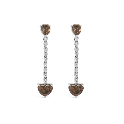 Simple drop earrings for everyday elegance -Brown & White Diamond Dangle Earrings