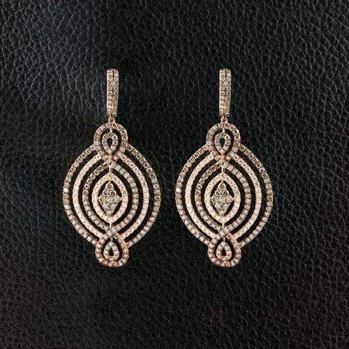 Classic hoop earrings for timeless style -Brown & White Diamond Dangle Earrings