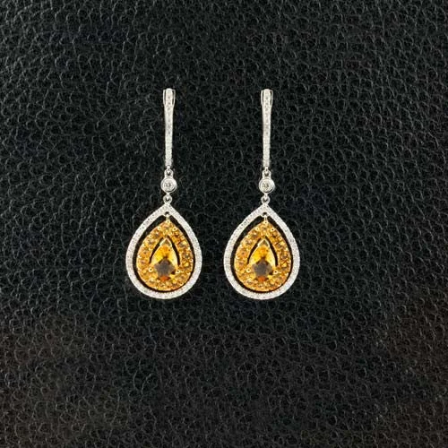 14k gold earrings for refined style -Citrine & Diamond Dangle Earrings