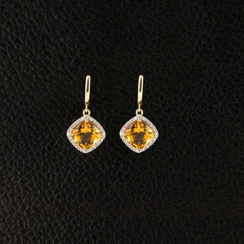 Luxe diamond drop earrings for luxury look -Citrine & Diamond Dangle Earrings