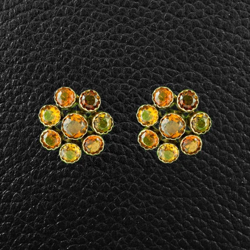 3D flower earrings for feminine touch -Citrine Estate Earrings