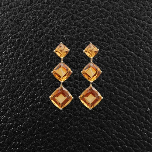 Rose gold earrings for elegant looks -Cushion cut Citrine Dangle Earrings