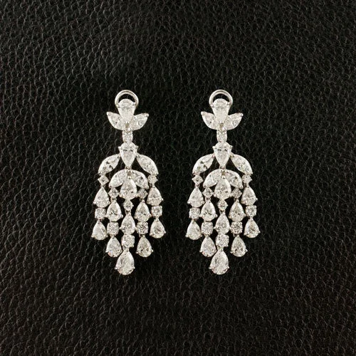 Vintage inspired earrings for women -Diamond Chandelier Earrings