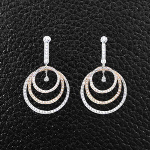 Crystal drop earrings for glamorous look -Diamond Circle Dangle Earrings