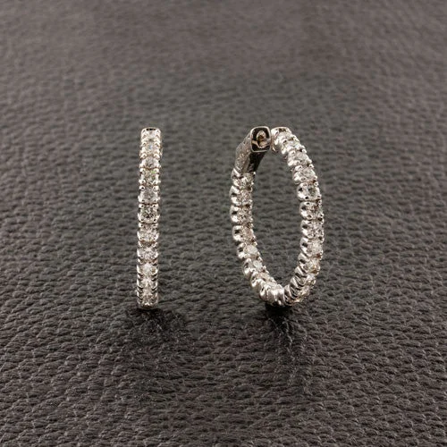 Fashionable hoop earrings for night outs -Diamond Hoop Earrings