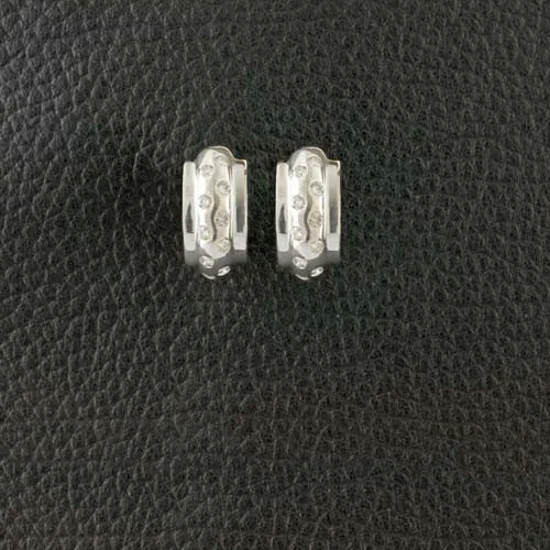 Hoop earrings for daily use -Diamond Hoop Huggie Earrings