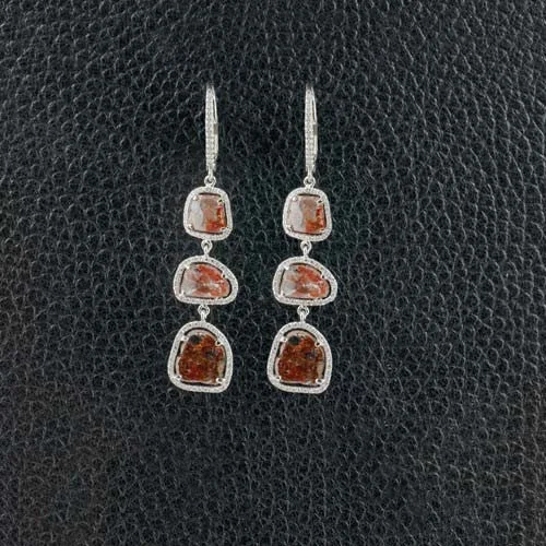 Colored gemstone earrings for women -Diamond Slice Earrings