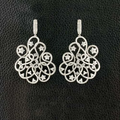 Boho style earrings for free spirits -Diamond Swirl & Flowers Earrings