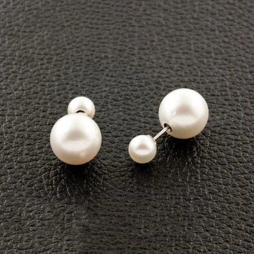 Sparkly stud earrings for everyday shine -Double Sided Pearl Earrings