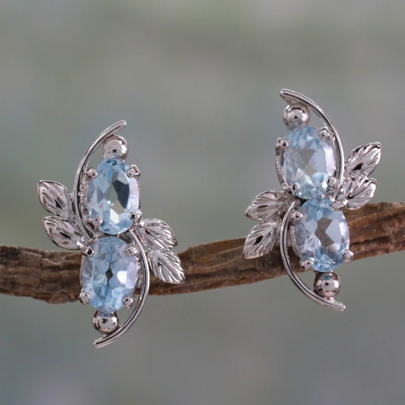 Rose gold earrings for elegant looks -Elegant Azure 4 Carat Blue Topaz Earrings