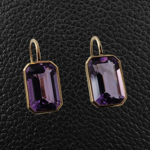 High-end luxury earrings for premium look -Emerald cut Amethyst Earrings