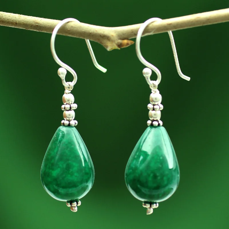 Fashionable hoop earrings for night outs -Emerald Dewdrop Sterling Silver Earrings