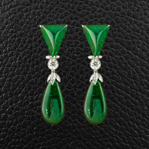 Cute star-shaped earrings for casual wear -Emerald & Diamond Dangle Earrings