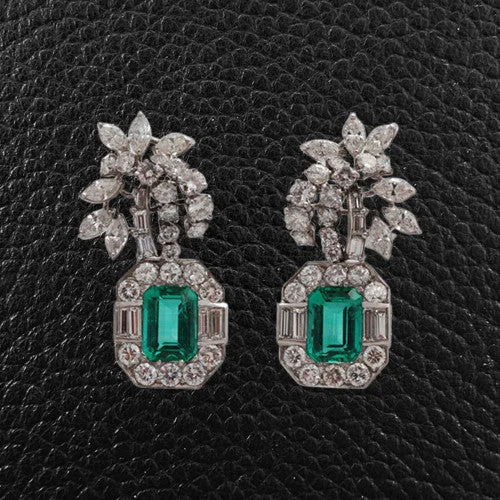 Oval shaped earrings for sophisticated style -Emerald & Diamond Earrings