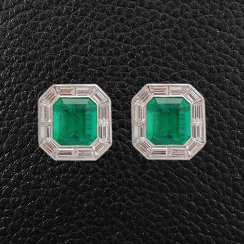 Artistic earrings for unique fashion -Emerald & Diamond Earrings